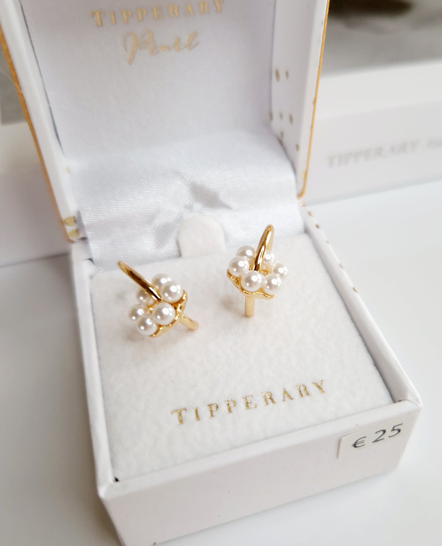 Earrings Pearl Cluster Hoop Yellow Gold