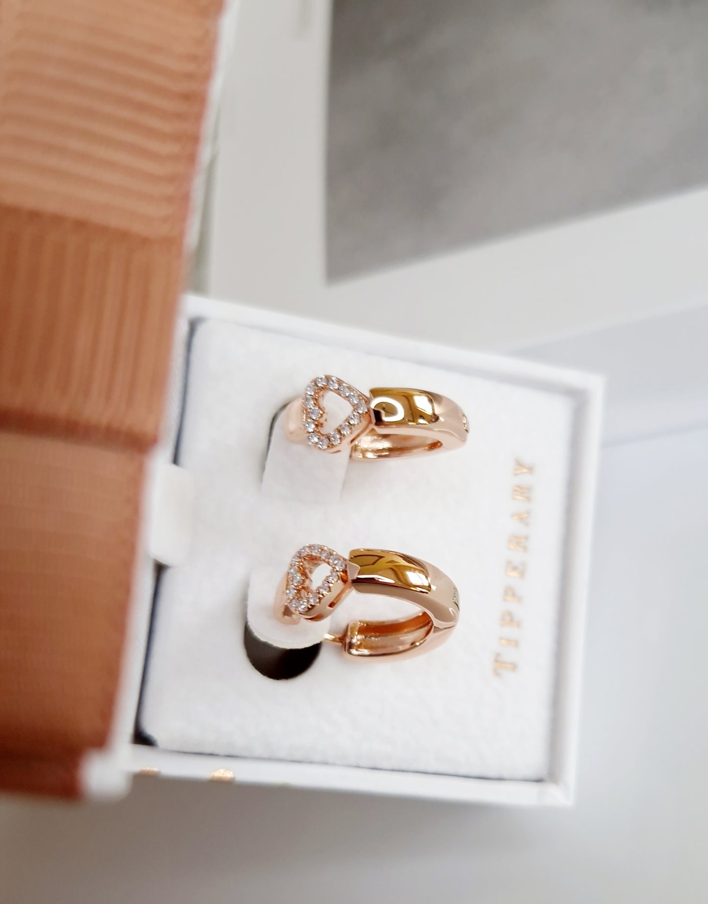 Earrings Love Heart Hoop Rose Gold