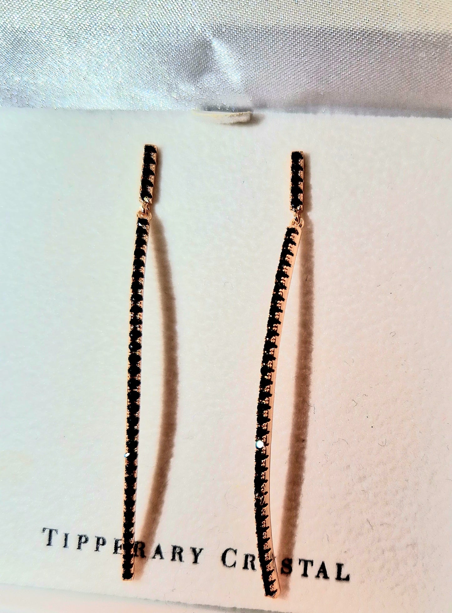 Earrings Long Drop Black/Gold