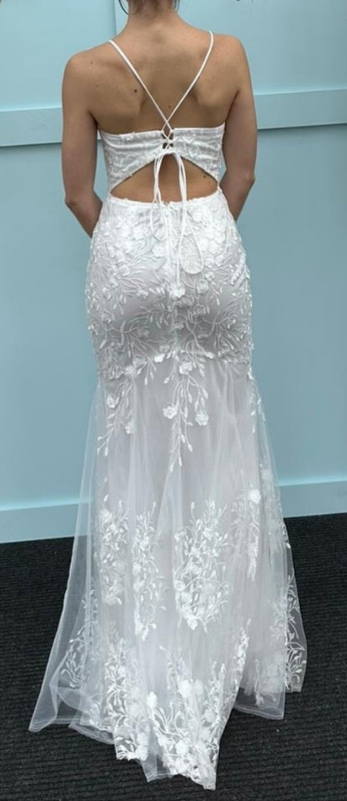 Dress Tie Back Lace/Tulle White