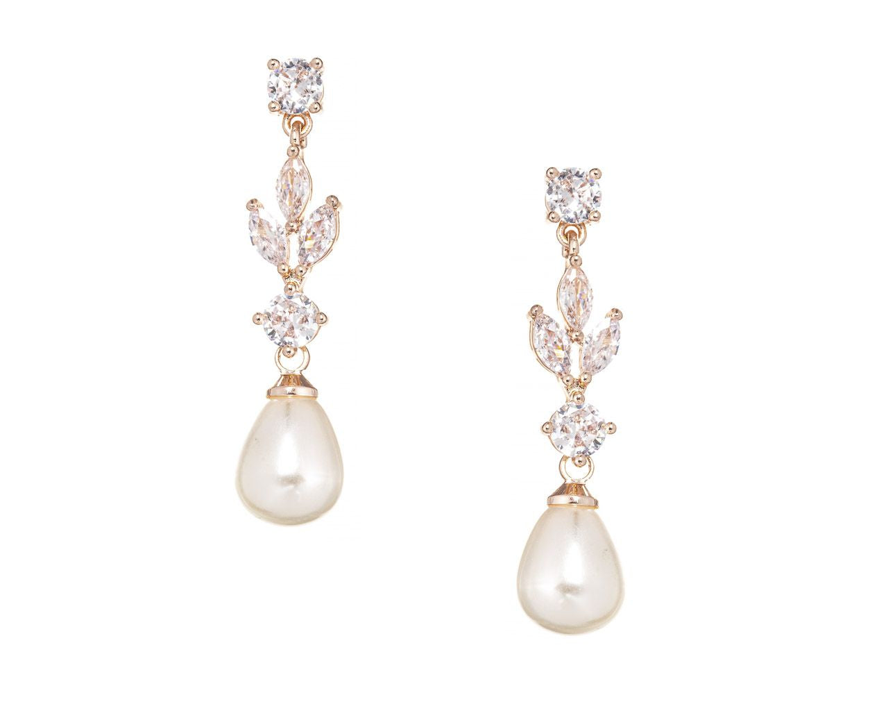 Earrings Pearl Drop Rose Gold