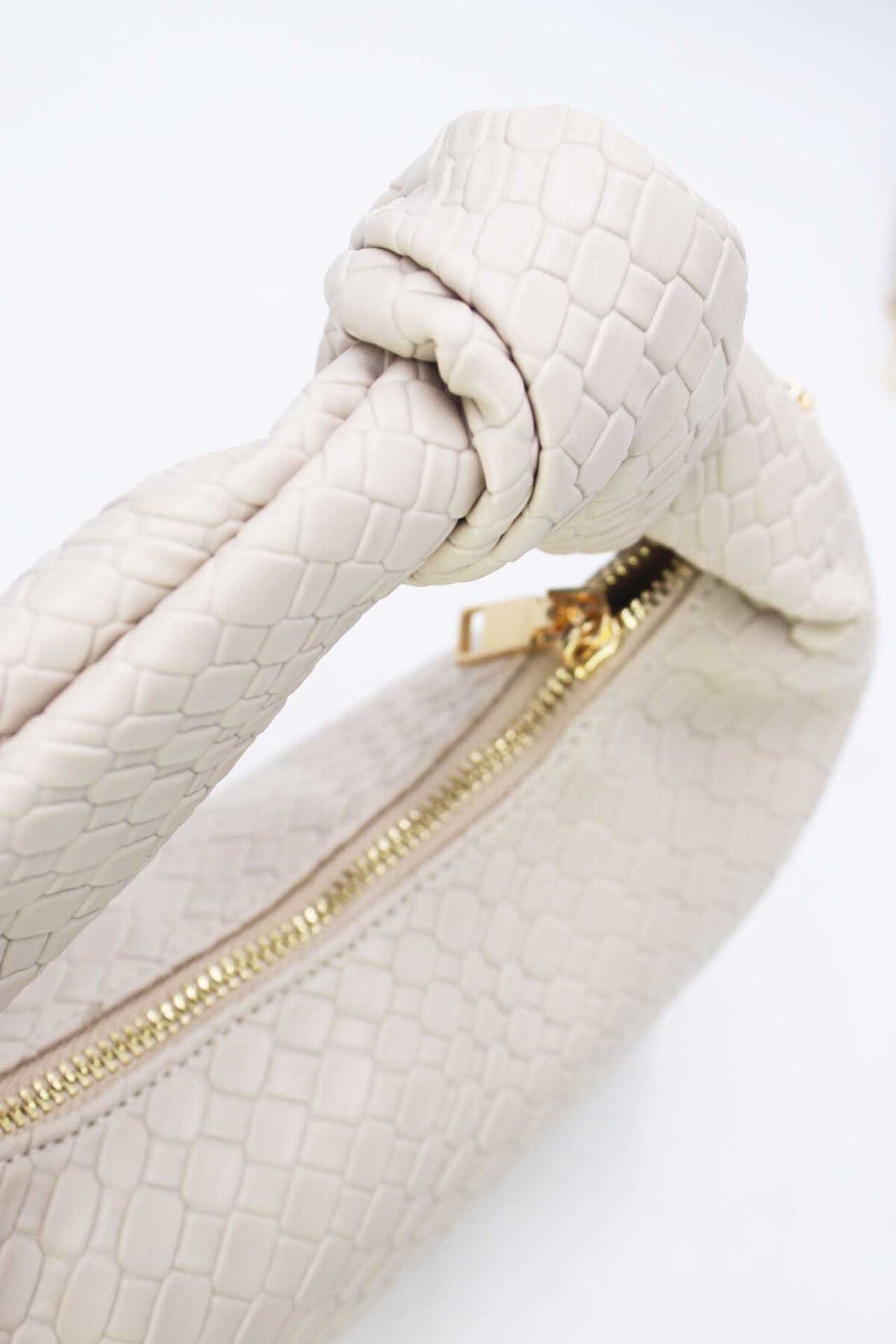 Bag Woven Effect with knot detail Beige