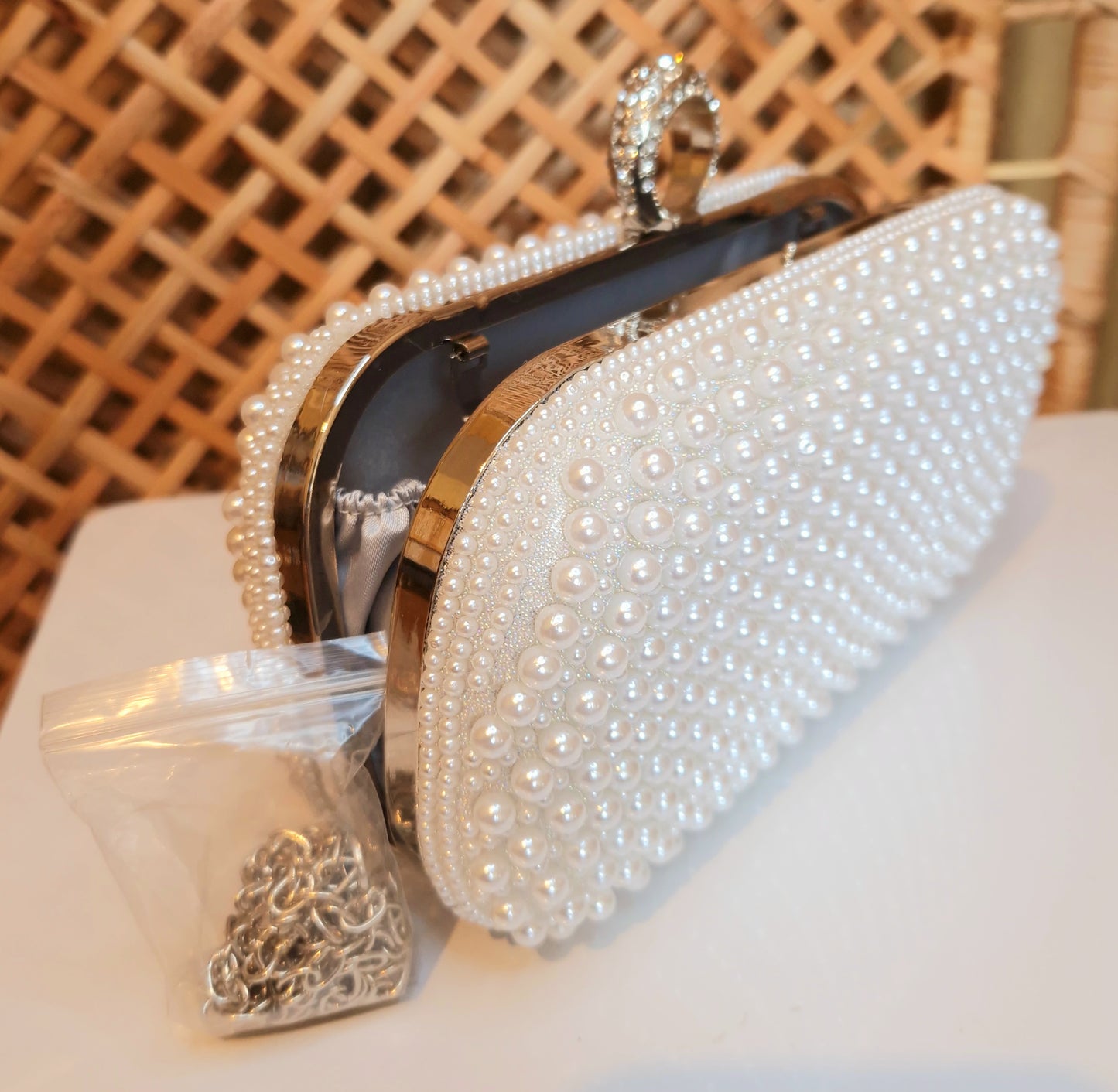 Bag Pearl Clutch White