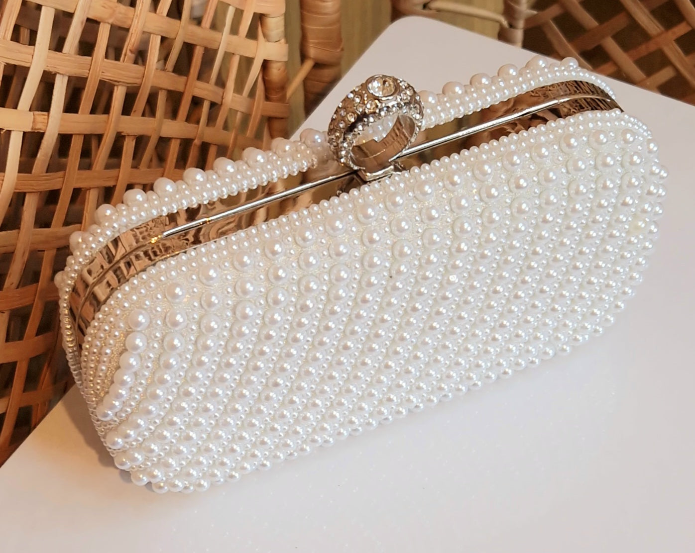 Bag Pearl Clutch White