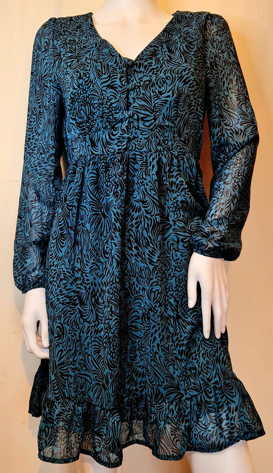 Dress Sheer Sleeve Teal