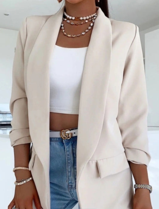 Blazer Ruched Sleeves Cream