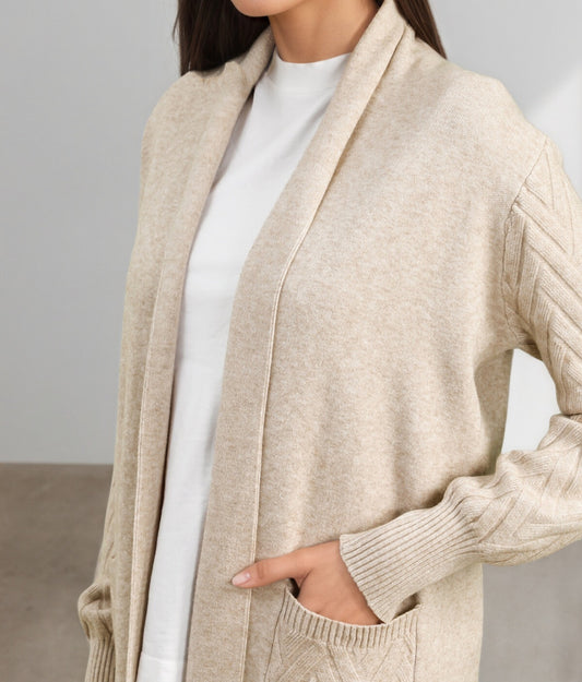 Cardigan long with pockets Beige