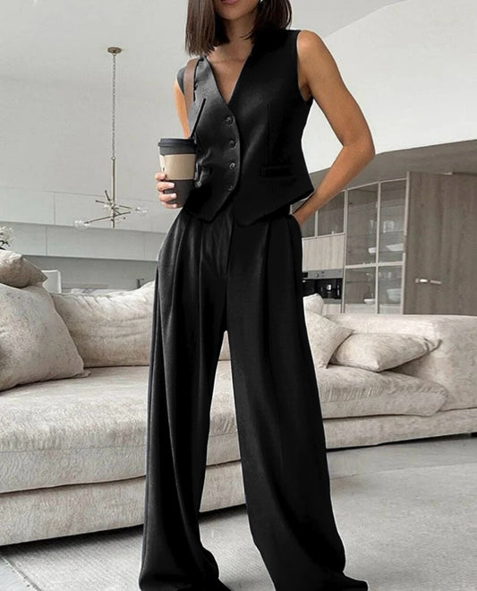 Suit/Set 2 Piece Top & Trousers Black