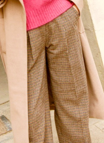 Trousers tweed look Brown