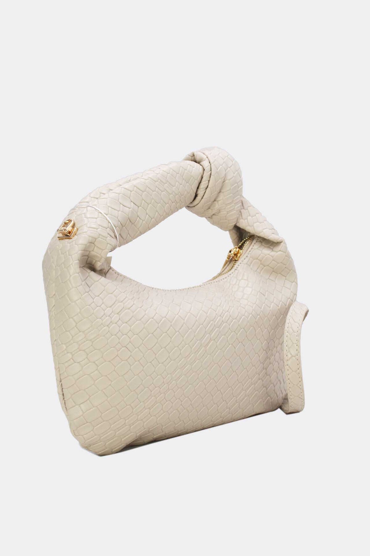 Bag Woven Effect with knot detail Beige