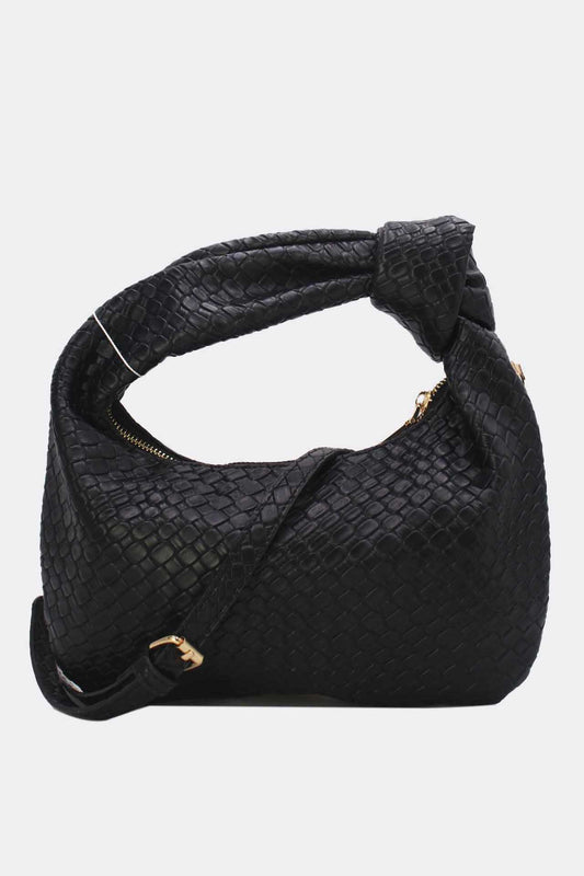 Bag Woven Effect with knot detail Black