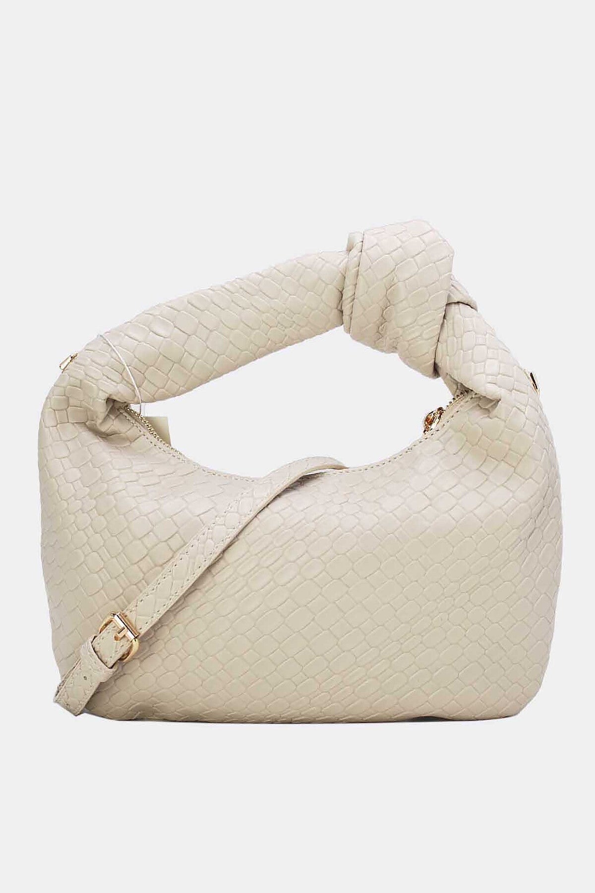 Bag Woven Effect with knot detail Beige