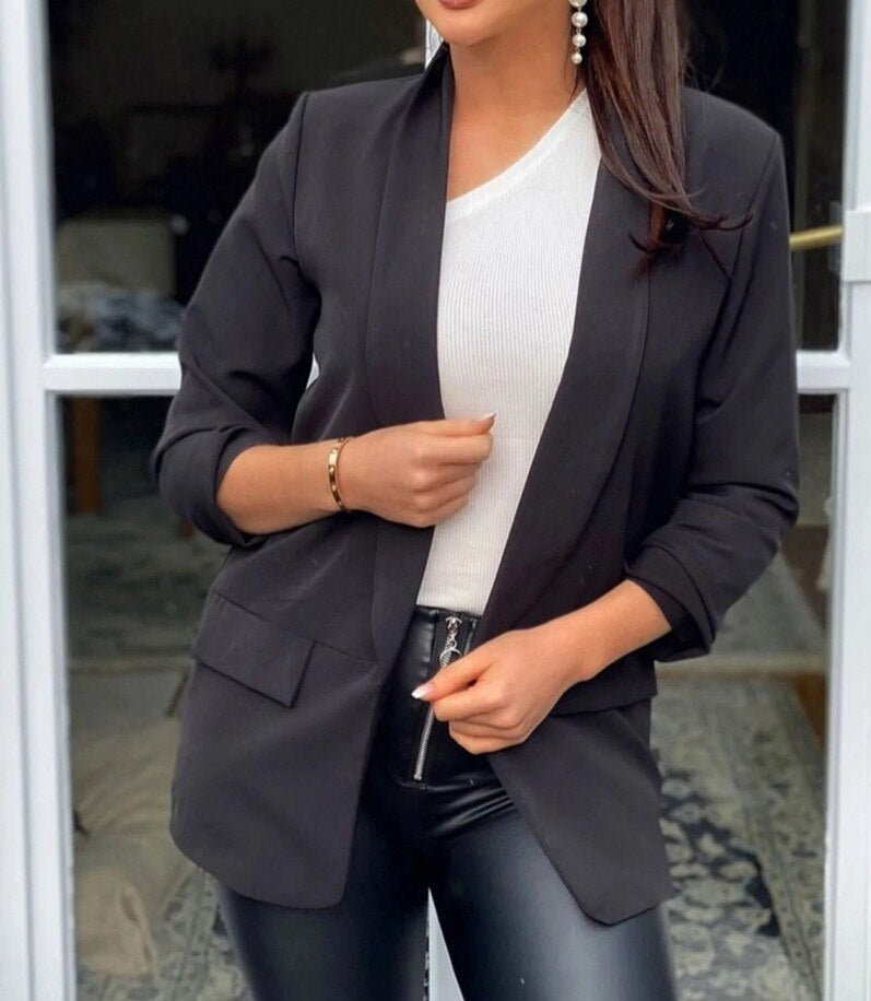 Blazer Ruched Sleeves Black