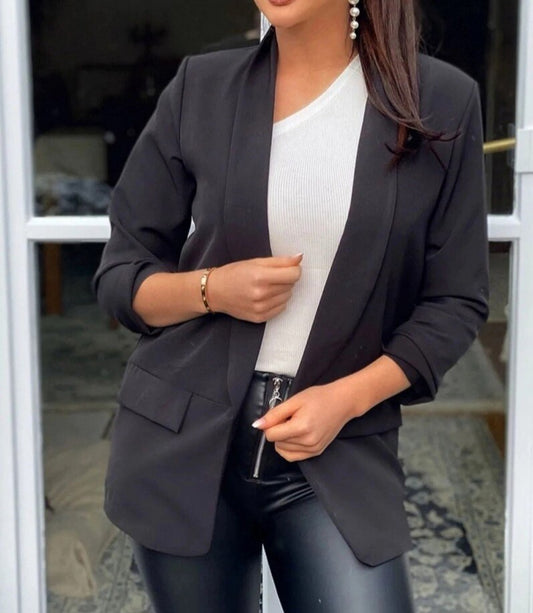 Blazer Ruched Sleeves Black