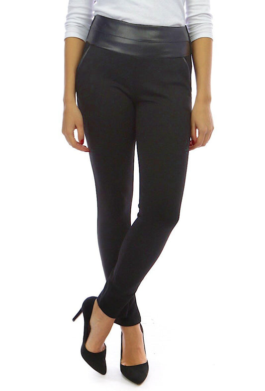 Trousers slim leg with feature waistband black