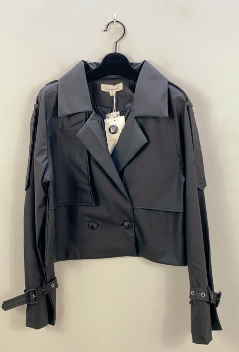 Jacket Cropped Trench Style Black
