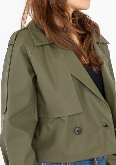 Jacket Cropped Trench Style Khaki